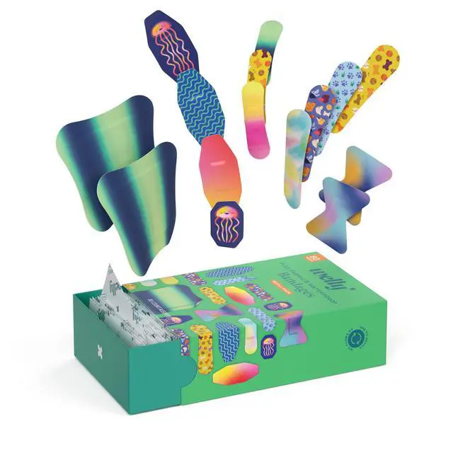 Alt view image 3 of 6 - Bandage Family Pack | Adhesive Flexible Fabric & Waterproof Bandages | Assorted Shapes and Patterns for Minor Cuts, Scrapes, and Wounds - 80 Count