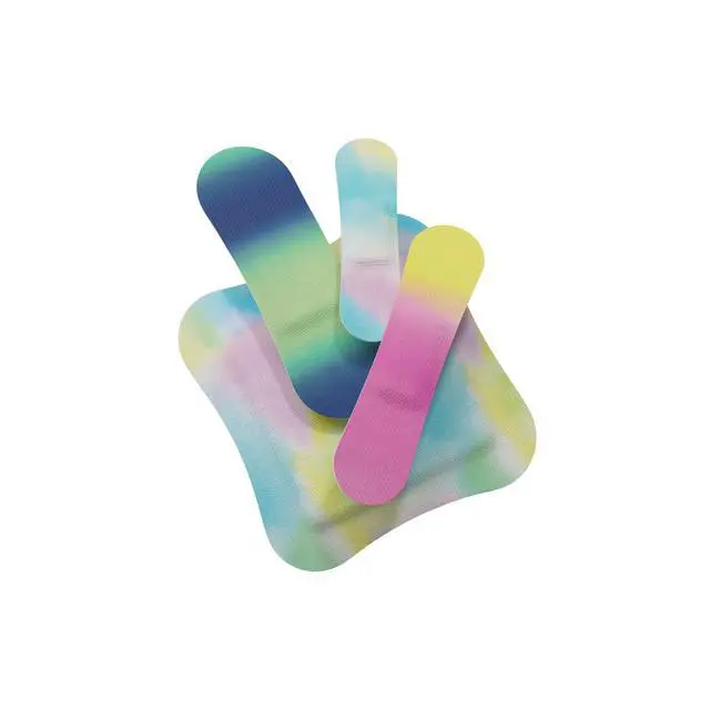 Alt view image 5 of 7 - Bandages | Adhesive Flexible Fabric Bravery Badges | Assorted Shapes for Minor Cuts, Scrapes, and Wounds | Colorful and Fun First Aid Tin | Colorwash Tie Dye Patterns - 48 Count