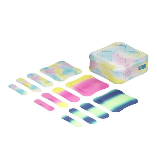 Alt view image 7 of 7 - Bandages | Adhesive Flexible Fabric Bravery Badges | Assorted Shapes for Minor Cuts, Scrapes, and Wounds | Colorful and Fun First Aid Tin | Colorwash Tie Dye Patterns - 48 Count