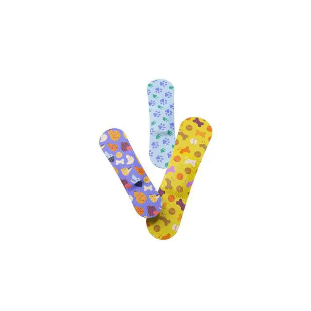 Alt view image 4 of 7 - Bandages | Adhesive Flexible Fabric Bravery Badges | Assorted Shapes for Minor Cuts, Scrapes, and Wounds | Colorful and Fun First Aid Tin | Dogs Patterns - 48 Count