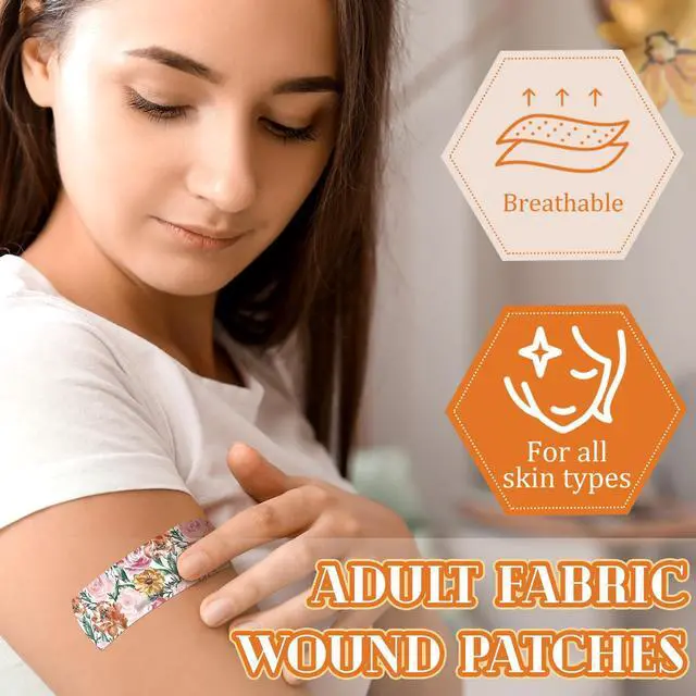 Alt view image 4 of 6 - 180 Pcs Flexible Fabric Adhesive Bandages Bulk Assorted Bandages Floral Breathable Fabric Strip with Non Stick Pad, Flexible Protection Wound Care for Women Cuts Scrapes First Aid, 12 Styles