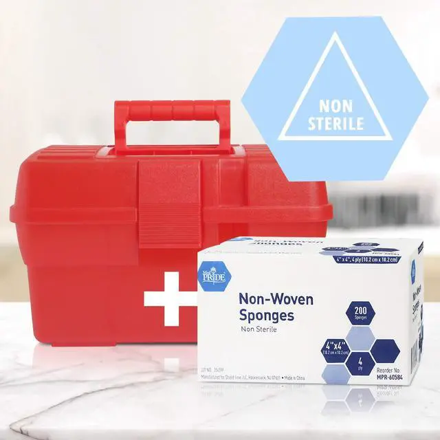 Alt view image 5 of 5 - Non-Woven Surgical Sponges,4x4 in,4-Ply,First Aid, 200-Count Pack