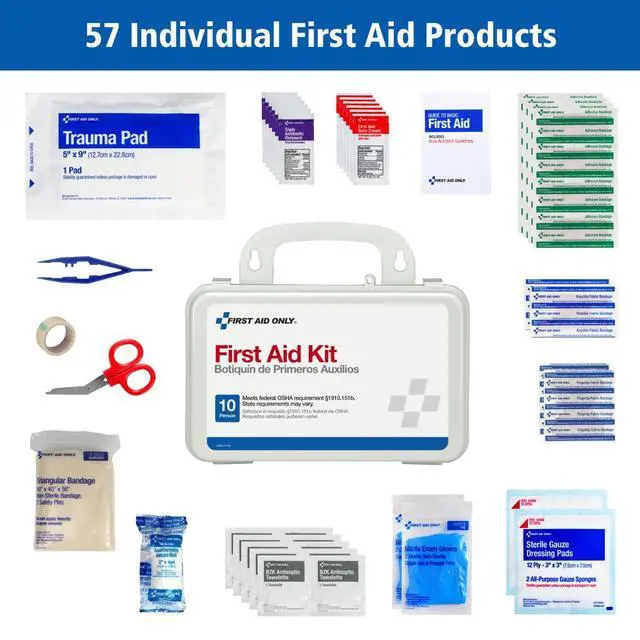 Alt view image 3 of 6 - 6060 All-Purpose 10-Person Emergency First Aid Kit for Business, Worksite, Home, and Car, 57 Pieces
