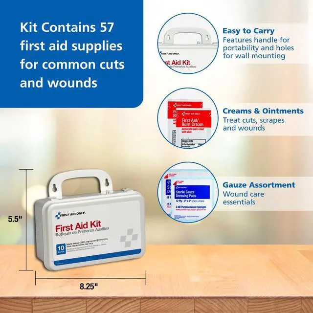 Alt view image 6 of 6 - 6060 All-Purpose 10-Person Emergency First Aid Kit for Business, Worksite, Home, and Car, 57 Pieces