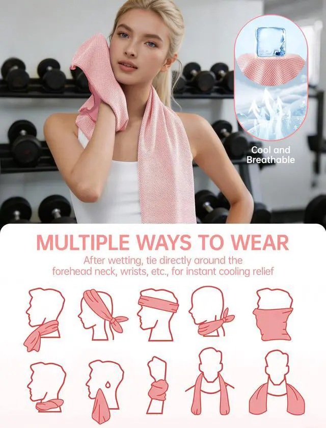 Alt view image 4 of 7 - 4 Packs Cooling Towels: Instant Cool Towel for Neck and Face Hot Weather UPF50 Quick Dry Microfiber Sweat Towels for Gym Workout Sports (40"x12")