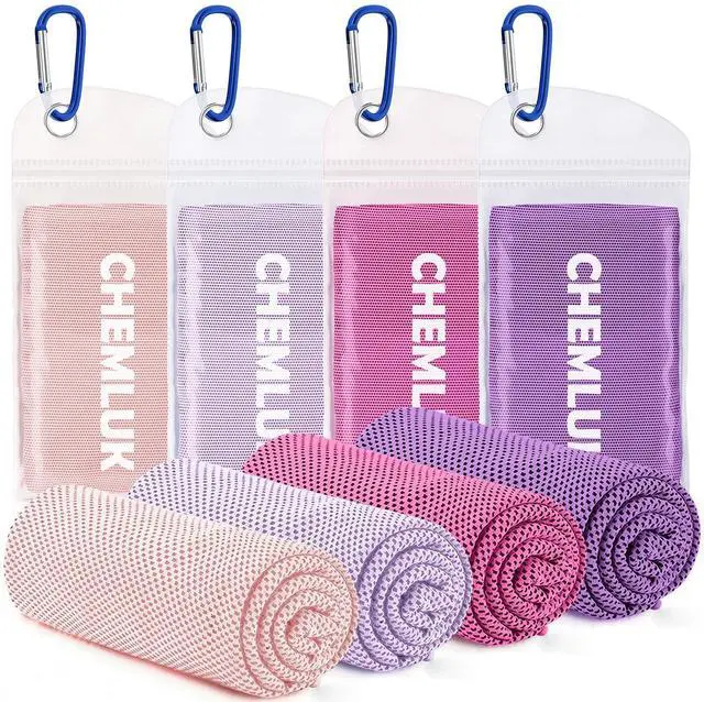 Main image of 4 Packs Cooling Towels: Instant Cool Towel for Neck and Face Hot Weather UPF50 Quick Dry Microfiber Sweat Towels for Gym Workout Sports (40"x12")