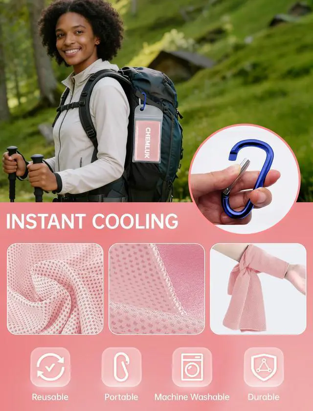 Alt view image 6 of 7 - 4 Packs Cooling Towels: Instant Cool Towel for Neck and Face Hot Weather UPF50 Quick Dry Microfiber Sweat Towels for Gym Workout Sports (40"x12")