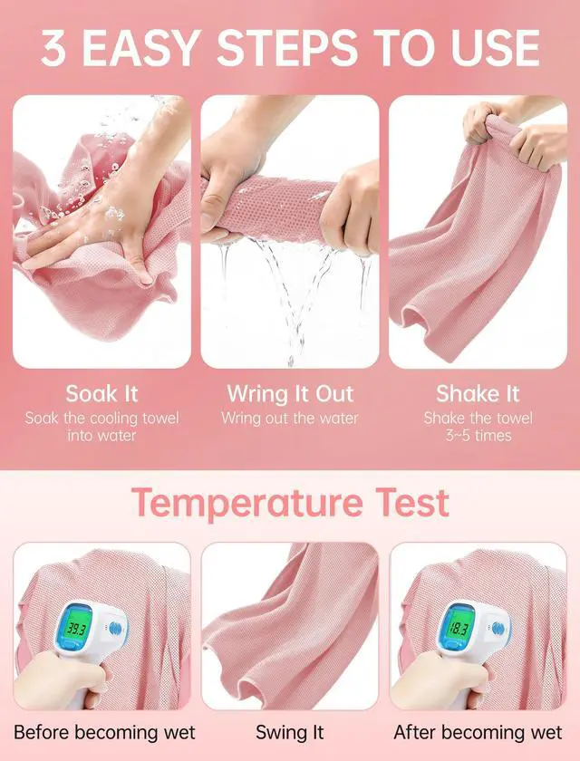 Alt view image 2 of 7 - 4 Packs Cooling Towels: Instant Cool Towel for Neck and Face Hot Weather UPF50 Quick Dry Microfiber Sweat Towels for Gym Workout Sports (40"x12")