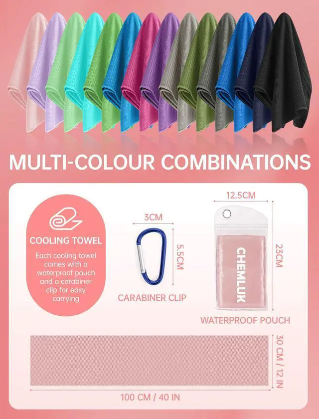 Alt view image 7 of 7 - 4 Packs Cooling Towels: Instant Cool Towel for Neck and Face Hot Weather UPF50 Quick Dry Microfiber Sweat Towels for Gym Workout Sports (40"x12")