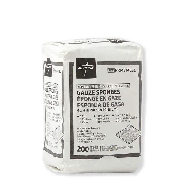 Alt view image 2 of 5 - 4 x 4 inch Gauze Sponges, 100% Cotton, 8-Ply Woven Non-Sterile Gauze (Pack of 200)