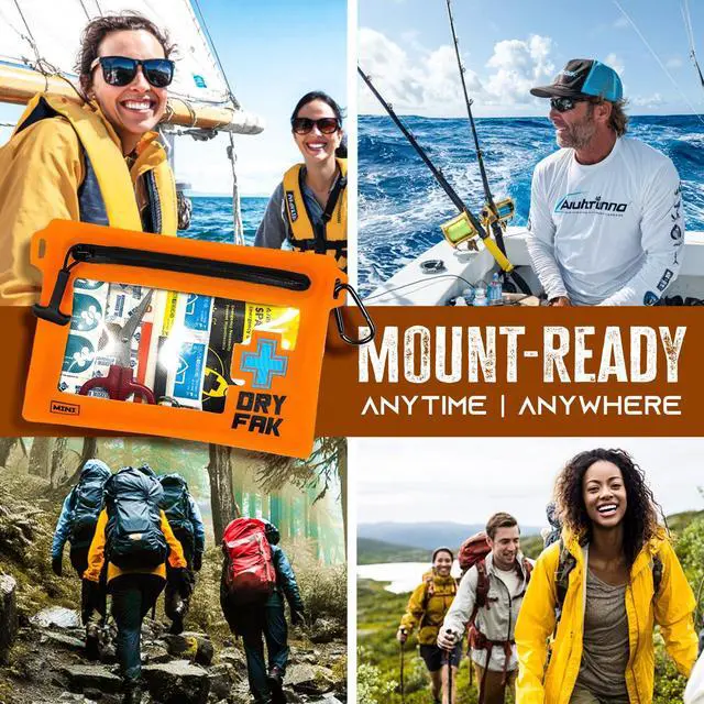 Alt view image 4 of 6 - Ultralight Waterproof First Aid Kit, Boat First Aid Kit, Marine Medical Kit for Boating, Kayak, Backpacking, Hiking, Camping, Emergency Kit (Orange)