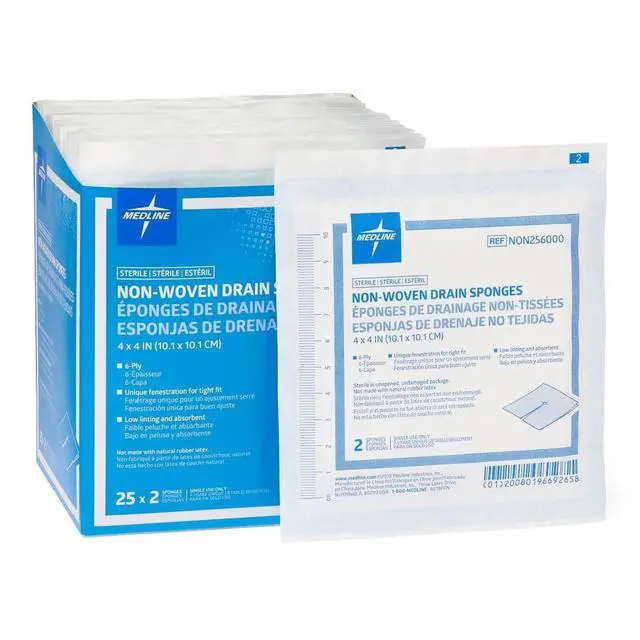 Alt view image 6 of 6 - Gauze Sponge 4'' X 4'' Drain 6 Ply, NON256000 50 Count