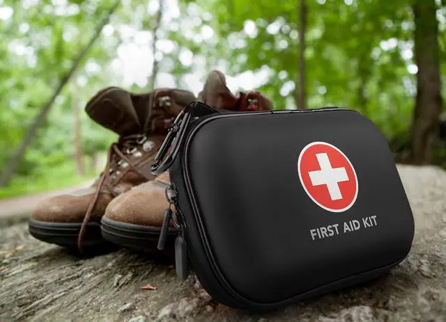 Alt view image 7 of 7 - Mini First Aid Kit, 100 Pieces Water-Resistant Hard Shell Small Case - Perfect for Travel, Outdoor, Home, Office, Camping, Hiking, Car (Black)