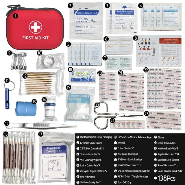 Alt view image 5 of 7 - 138 Pcs Mini First Aid Kit Travel Size, TSA Approved Small First Aid Kit for Car, Hiking & Home, Compact Travel Medicine Kit, Med Kit