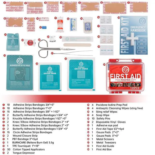 Alt view image 2 of 7 - Mini First Aid Kit - 135 Piece HardCase First Aid Box, Small