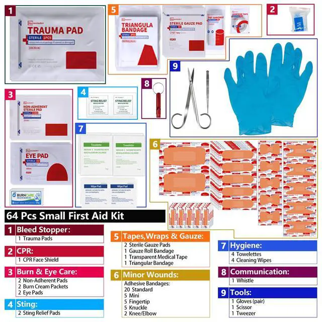 Alt view image 2 of 7 - Portable Mini First Aid Kit Compact Medical Kits with Compartments, Waterproof Small EVA Case for Car, Home, Outdoors, Sports, Camping, Hiking and Office