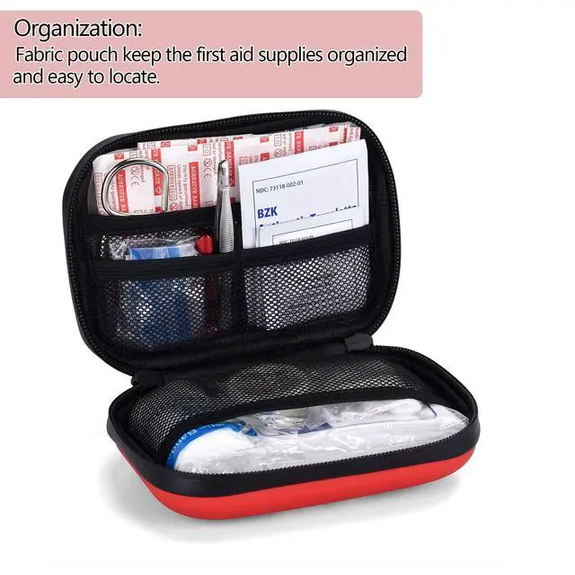 Alt view image 4 of 7 - Portable Mini First Aid Kit Compact Medical Kits with Compartments, Waterproof Small EVA Case for Car, Home, Outdoors, Sports, Camping, Hiking and Office