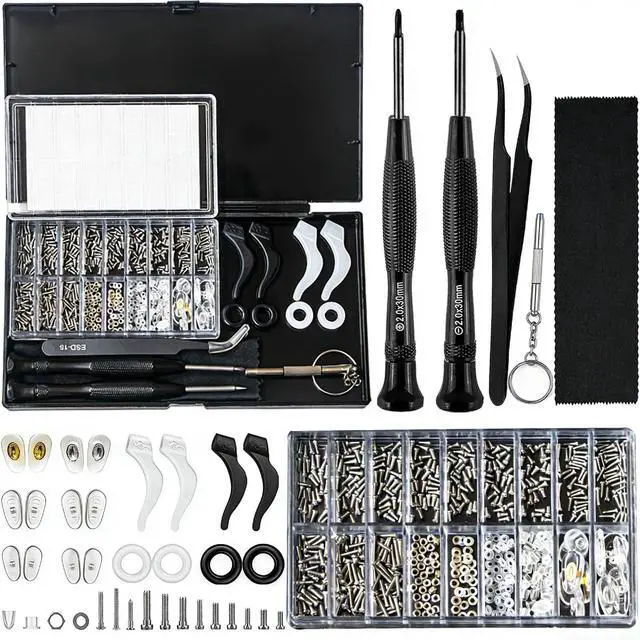 Main image of Upgraded All-in-One Magnetic Eyeglass repair kit with screws,with Compatible Eyeglass Screws,Silicone Nose Pads,Tweezer,Precision screwdriver,Suitable for various glasses and sunglasses repair