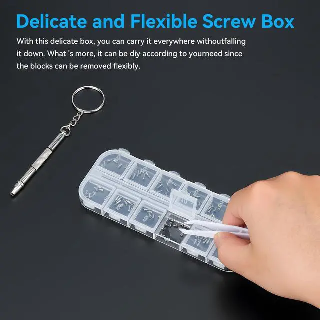 Alt view image 3 of 7 - Eyeglass Repair Kit, 120PCS Stainless Steel Tiny Screws & Screwdriver Set