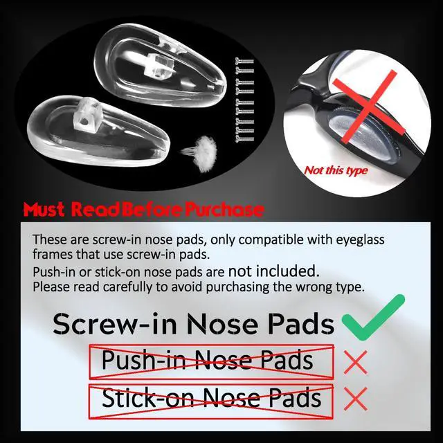 Alt view image 2 of 7 - Eyeglasses Nose Pads, Screw in Glasses Nose Pads Replacement Repair Tools Kit with 5 Pairs of Air Chamber Silicone Nose Pads,Screws,Screwdrivers,Tweezer & Cloth for Sunglasses (15mm)