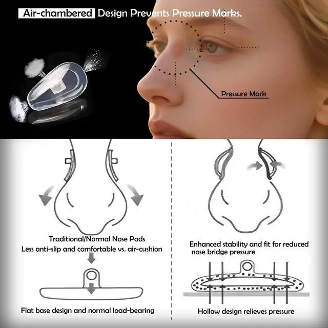 Alt view image 3 of 7 - Eyeglasses Nose Pads, Screw in Glasses Nose Pads Replacement Repair Tools Kit with 5 Pairs of Air Chamber Silicone Nose Pads,Screws,Screwdrivers,Tweezer & Cloth for Sunglasses (15mm)