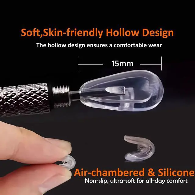 Alt view image 4 of 7 - Eyeglasses Nose Pads, Screw in Glasses Nose Pads Replacement Repair Tools Kit with 5 Pairs of Air Chamber Silicone Nose Pads,Screws,Screwdrivers,Tweezer & Cloth for Sunglasses (15mm)