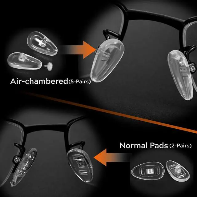 Alt view image 5 of 7 - Eyeglasses Nose Pads, Screw in Glasses Nose Pads Replacement Repair Tools Kit with 5 Pairs of Air Chamber Silicone Nose Pads,Screws,Screwdrivers,Tweezer & Cloth for Sunglasses (15mm)