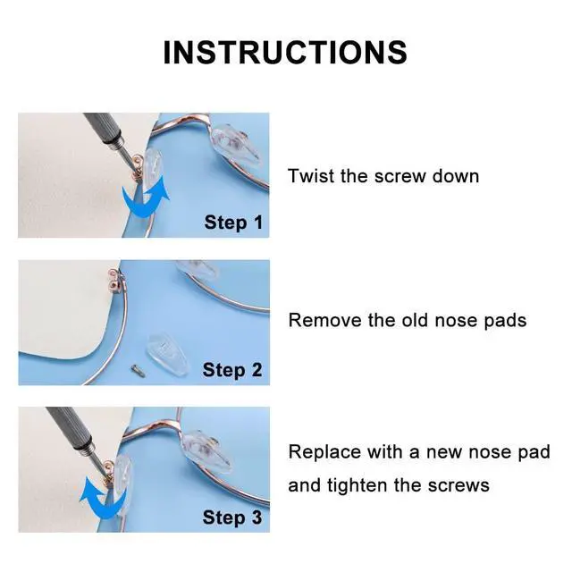 Alt view image 7 of 7 - Eyeglasses Nose Pads, 15 x 8mm Screw-in Nose Pads for Glasses