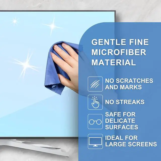 Alt view image 2 of 7 - XL Microfiber Cleaning Cloths - 5 Pack - 12 x 12 inch (30.5 x 30.5 cm) - Quickly Remove Fingerprints, Dust and Smudges from Tablet, TV and Notebook Screens Without Scratches or Marks