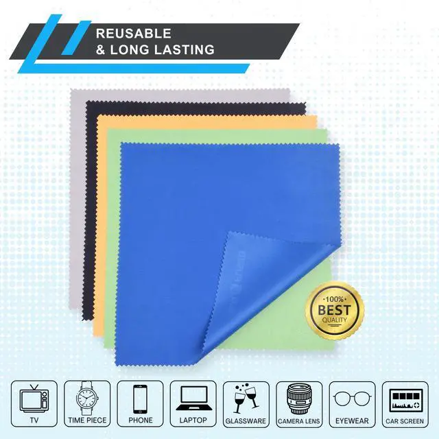 Alt view image 3 of 7 - XL Microfiber Cleaning Cloths - 5 Pack - 12 x 12 inch (30.5 x 30.5 cm) - Quickly Remove Fingerprints, Dust and Smudges from Tablet, TV and Notebook Screens Without Scratches or Marks