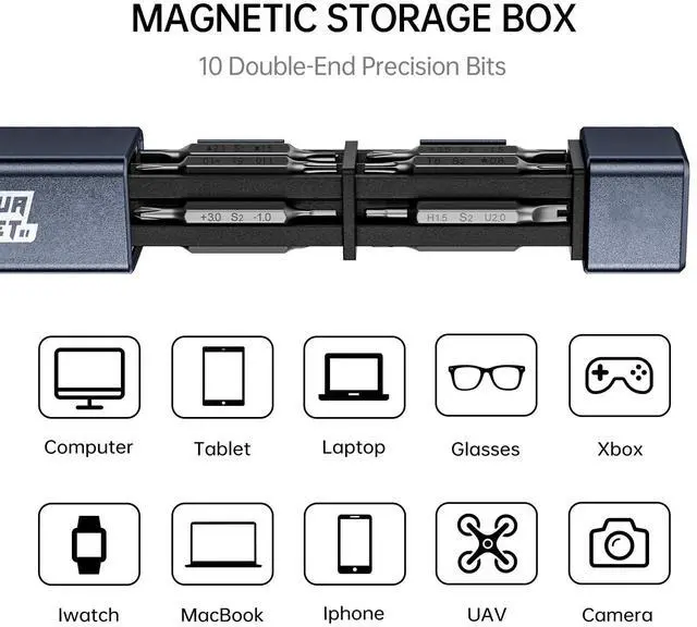 Alt view image 2 of 6 - 20 in 1 Metal Precision Screwdriver Set, 10 Pcs Reinforced S2 Steel Precision Double-head Bits, Manual Pen Shaped Screwdriver Kit, Portable Screwdriver Repair Tool Kit
