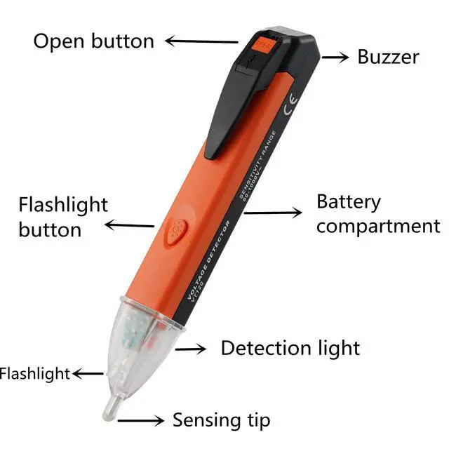 Alt view image 2 of 6 - Non-Contact Voltage Tester Tools,LED Flashlight,Buzzer Alarm,AC Voltage Detector Pen,Test Range 60V - 1000V for Live/Null Wire Judgment