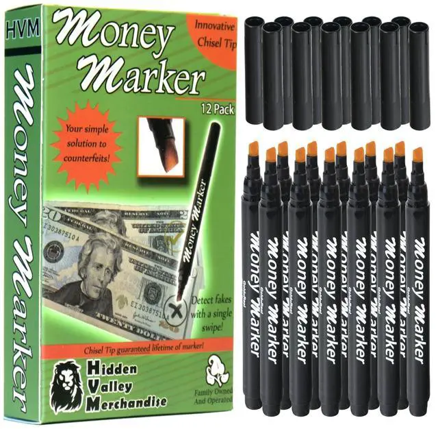 Main image of Counterfeit Money Detector Pen (12 Counterfeit Pens) - Detect Fake Bills