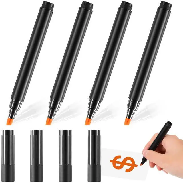 Main image of 4 Pieces Counterfeit Bill Detector Marker Pen Counterfeit Money Pen Fake Money Checker Universal False Currency Pens Bills Loss Prevention Tester Pocket Size