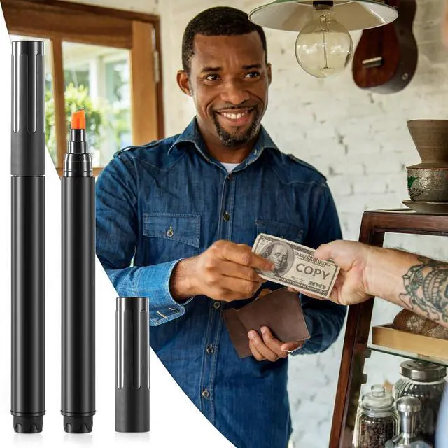 Alt view image 3 of 3 - 4 Pieces Counterfeit Bill Detector Marker Pen Counterfeit Money Pen Fake Money Checker Universal False Currency Pens Bills Loss Prevention Tester Pocket Size