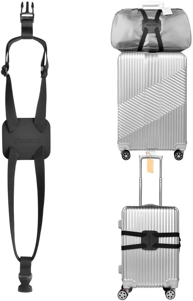 Main image of Luggage Straps Bag Bungees for Add a Bag Easy to Travel Suitcase Elastic Strap Belt High Elastic Suitcase Adjustable Belt Bag Bungees with Buckles (Black/Black)