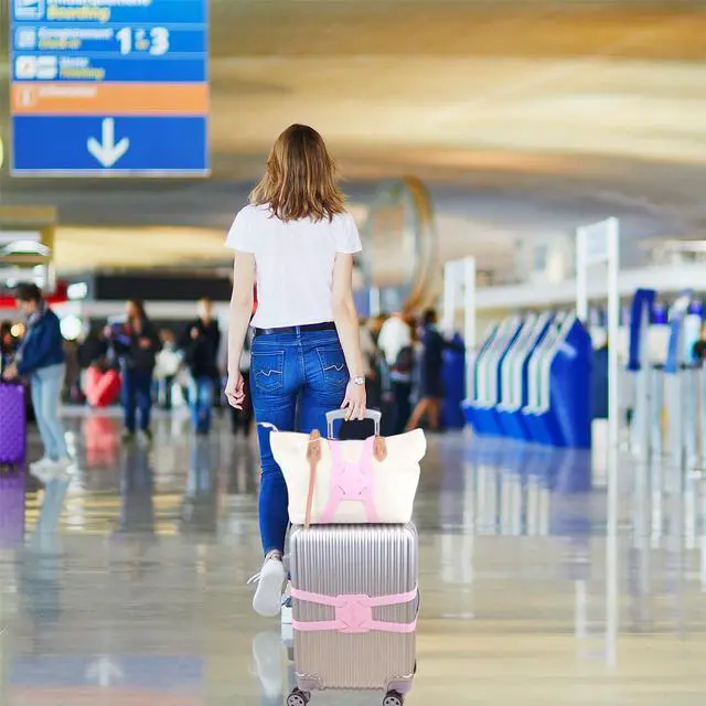 Alt view image 2 of 6 - Luggage Bungee Strap for Suitcases - Add a Bag, Travel Bag Bungee Belt - Pink Luggage Strap (1PCS)