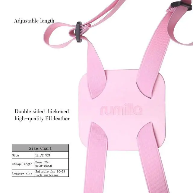 Alt view image 3 of 6 - Luggage Bungee Strap for Suitcases - Add a Bag, Travel Bag Bungee Belt - Pink Luggage Strap (1PCS)
