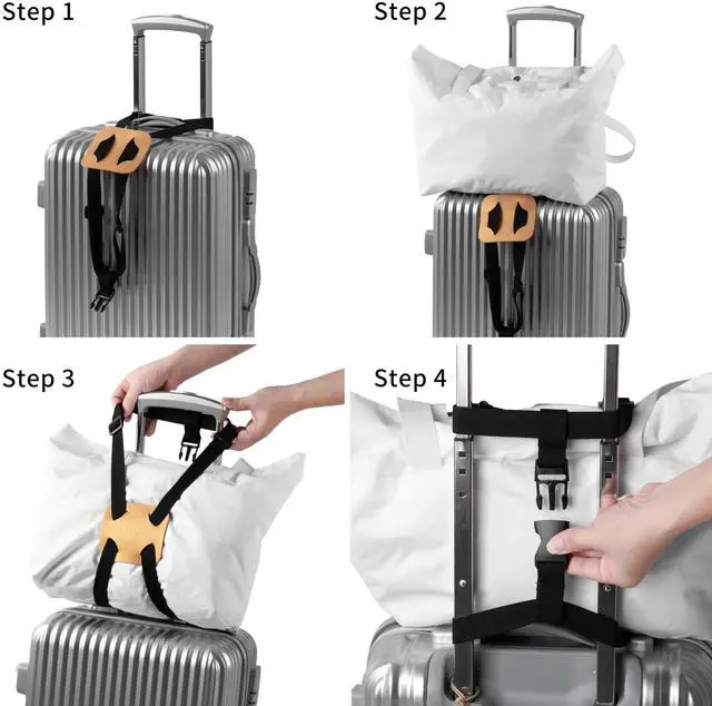 Alt view image 5 of 6 - Luggage Bungee Strap for Suitcases - Add a Bag, Travel Bag Bungee Belt - Pink Luggage Strap (1PCS)