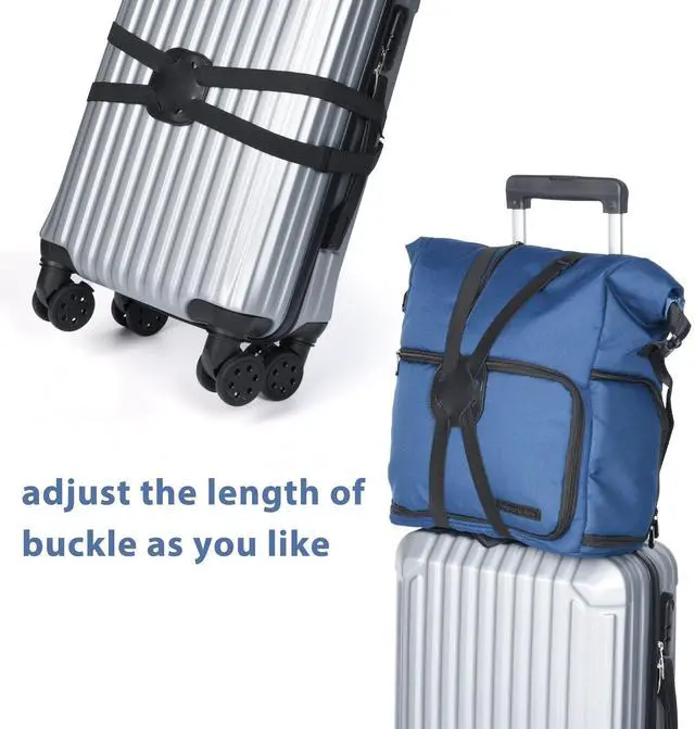 Alt view image 2 of 7 - 2 Pack Luggage Straps Bungees,Adjustable Suitcase Carry on Bag Handle Portable Tourister Travel Straps Belt Elastic Airport Travel Accessories with Buckles for Baggage Handbag