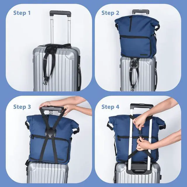 Alt view image 4 of 7 - 2 Pack Luggage Straps Bungees,Adjustable Suitcase Carry on Bag Handle Portable Tourister Travel Straps Belt Elastic Airport Travel Accessories with Buckles for Baggage Handbag