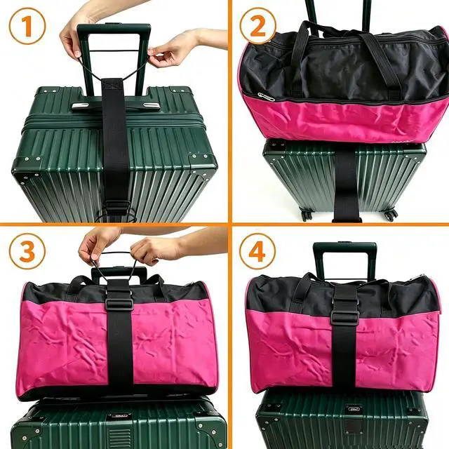 Alt view image 7 of 7 - Luggage Straps for Suitcases, Extended Adjustable Luggage Connector Straps, Portable Luggage Attachment Strap, Elastic Loop, Handbag Backpack Fixing Belt for Suitcase Handle (2 Black)