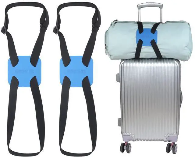 Main image of Luggage Straps Bag Bungees for Add a Bag Easy to Travel Suitcase Elastic Strap Belt- 2 Pack (Blue-2)