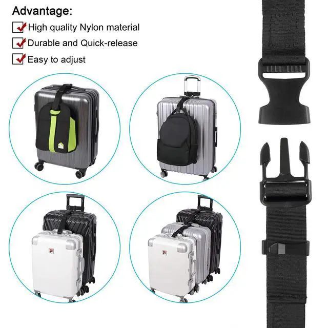 Alt view image 3 of 6 - Luggage Connector, Straps for Suitcase, Add A Bag Adjustable Attachment Accessories 1.25" Endless for Connect Your 3 Luggage Together-2 Pack