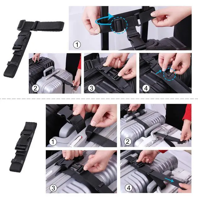 Alt view image 6 of 6 - Luggage Connector, Straps for Suitcase, Add A Bag Adjustable Attachment Accessories 1.25" Endless for Connect Your 3 Luggage Together-2 Pack