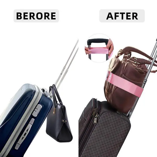 Alt view image 4 of 7 - 2-in-1 Travel Belt for Luggage, Luggage Straps for Add a Bag Adjustable Suitcase Straps with Alloy Buckle Elastic Bungees Belt Hands-Free for Airport, Personalized Travel Accessories (Pink)