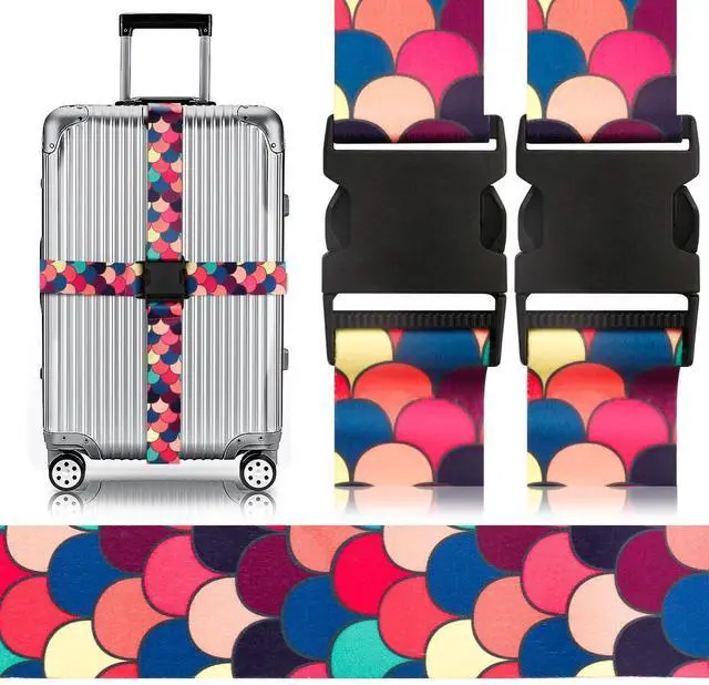 Main image of Colorful 2 Pack Luggage Straps for Suitcases Travel Belt Connector Holds Suitcase Add a Bag Premium Accessories Unique Adjustable Strap