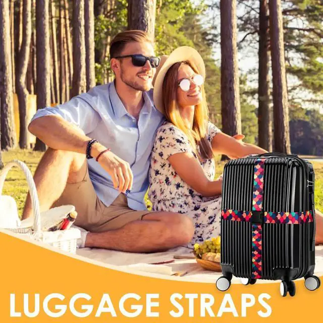 Alt view image 3 of 7 - Colorful 2 Pack Luggage Straps for Suitcases Travel Belt Connector Holds Suitcase Add a Bag Premium Accessories Unique Adjustable Strap