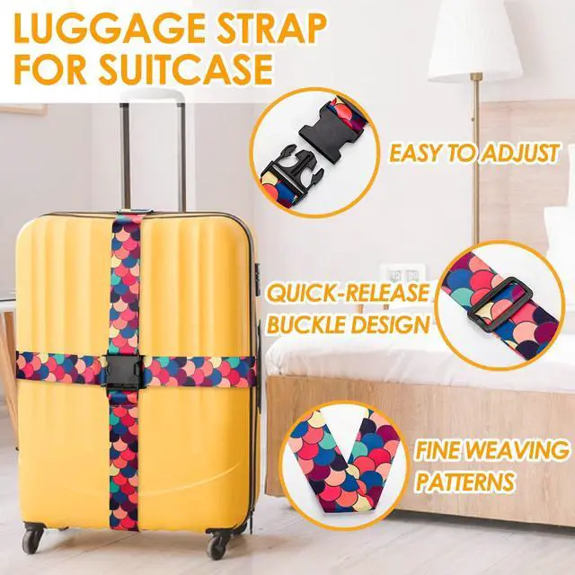 Alt view image 5 of 7 - Colorful 2 Pack Luggage Straps for Suitcases Travel Belt Connector Holds Suitcase Add a Bag Premium Accessories Unique Adjustable Strap