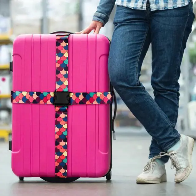 Alt view image 6 of 7 - Colorful 2 Pack Luggage Straps for Suitcases Travel Belt Connector Holds Suitcase Add a Bag Premium Accessories Unique Adjustable Strap